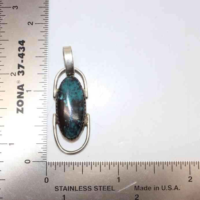 Azurite pendant sterling silver signed by Navajo artist J.Manuelito