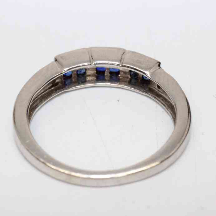 Blue spinel and Diamond 14K white gold Art Deco band