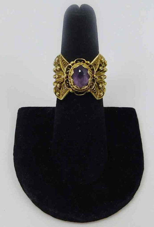 Amethyst statement ring in 14k yellow gold size 6