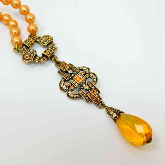 Champagne and Citrine pearls and pendant by Heidi Daus